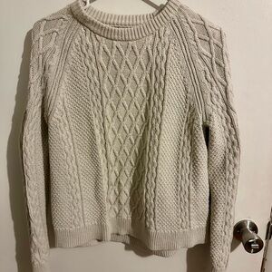 J. Crew Cream Cable Knit Crew Neck Sweater
